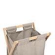 5 FIVE SIMPLY SMART - Panier à linge pliable 50L en Bambou et tissu Gris Beige - vignette
