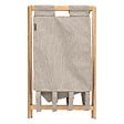 5 FIVE SIMPLY SMART - Panier à linge pliable 50L en Bambou et tissu Gris Beige - vignette