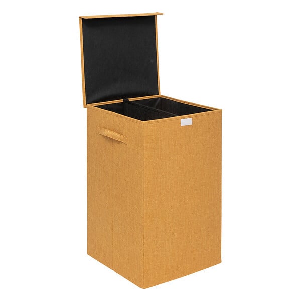 5 FIVE SIMPLY SMART - Panier à linge Jaune moutarde 74L avec 2 compartiments H 60 cm - large