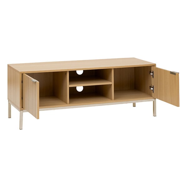 5 FIVE SIMPLY SMART - Meuble TV 2 portes et 1 niche avec étagère L 120 cm -  Naturel - large