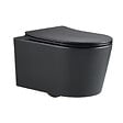 SWISS AQUA TECHNOLOGIES - Swiss Aqua Technologies Brevis WC suspendu sans bride et fixations invisibles + abattant frein de chute, noir mat (SATBRE011RREXPBKM) - vignette