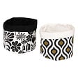ATMOSPHERA - Lot de 2 Paniers de rangement en tissu noir et blanc motif rétro - vignette