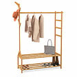 ID MARKET - Portant vêtements bambou RITA avec porte-manteaux et étagères - vignette
