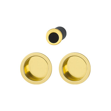 HOPPE - manœuvres encastrées rosace ronde pour porte coulissante intérieure aluminium aspect laiton poli - large