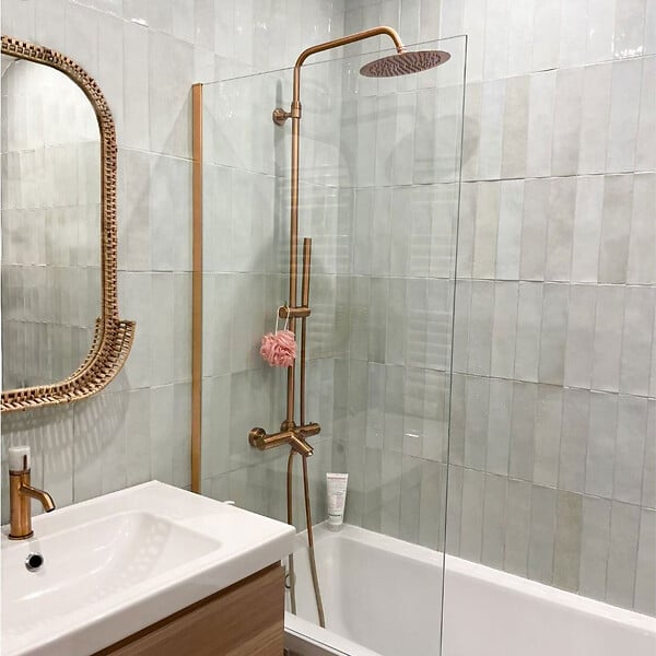 ESSEBAGNO - Luisa II 250 colonne bain-douche thermostatique cuivre brossé - large