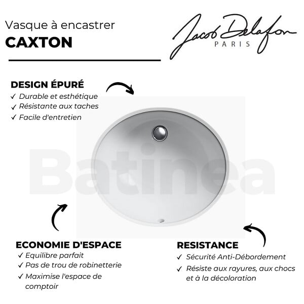 JACOB DELAFON - Vasque à encastrer par le dessous 55 cm Caxton - large