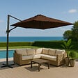 CONCEPT USINE - Parasol marron droit rond 35 x 35 m rotatif à 360 CASTILLO $ - vignette