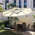CONCEPT USINE - Parasol  écru droit rond 3,5 x 3,5 m rotatif à 360 CASTILLO - vignette