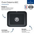 VILLEROY ET BOCH - Evier 1 bac Villeroy et Boch Cisterna 60C Pure Black CeramicPlus - vignette