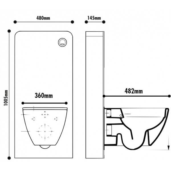 GODART - Pack WC suspendu gain de place bâti mural verre blanc + cuvette sans bride vortex Turbi - large