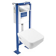 VILLEROY ET BOCH - Pack WC suspendu sans bride Architectura Twistflush [e³] rectangle+bâti-support ViConnect+plaque chrome brillant - vignette