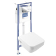 VILLEROY ET BOCH - Pack WC suspendu sans bride Architectura Twistflush [e³] rectangle+bâti-support sol et mur+plaque chrome brillant - vignette