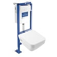 VILLEROY ET BOCH - Pack WC suspendu sans bride Architectura Twistflush [e³] rectangle + bâti-support ViConnect + plaque blanc - vignette