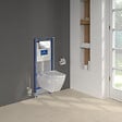 VILLEROY ET BOCH - Pack WC sans bride  Subway 2.0 abattant frein de chute + bâti-support sol et mur + plaque Chromé + Tabouret bois - vignette