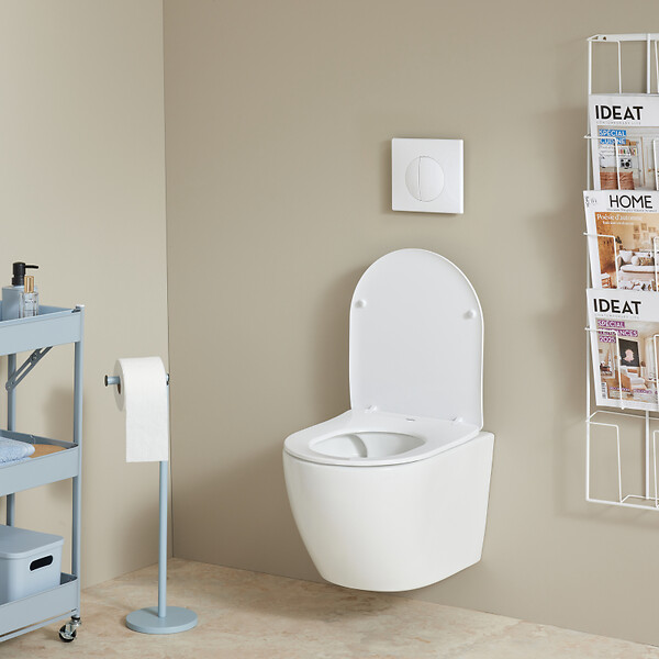 SIAMP - Pack WC suspendu gain de place bâti universel SIAMP + cuvette sans bride vortex Turbi - large
