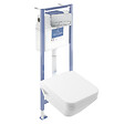 VILLEROY ET BOCH - Pack WC suspendu sans bride Architectura Twistflush [e³] rectangle + bâti-support sol et mur + plaque chrome mat - vignette