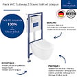 VILLEROY ET BOCH - Pack WC sans bride  Subway 2.0 abattant frein de chute + bâti-support sol et mur + plaque Chromé + Tabouret - vignette