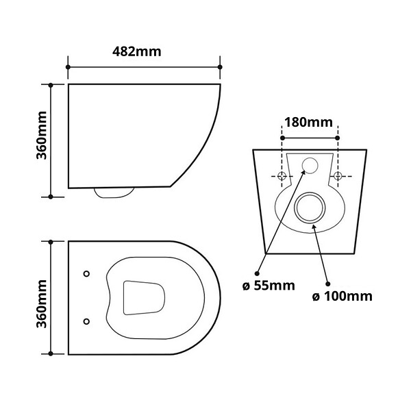 GODART - Cuvette WC suspendu gain de place sans bride effet vortex Turbi - large
