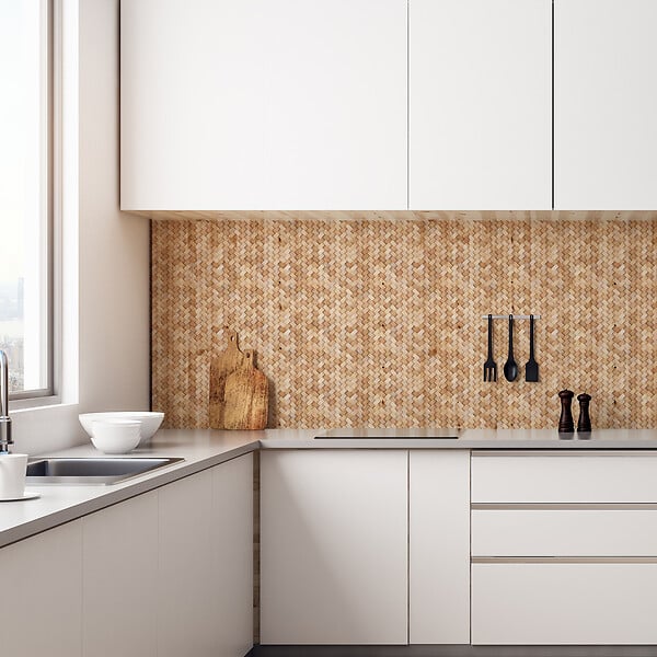 VINYL WAY - Lot de 8 carreaux adhésifs PETRA - Osier - 20x20cm - large