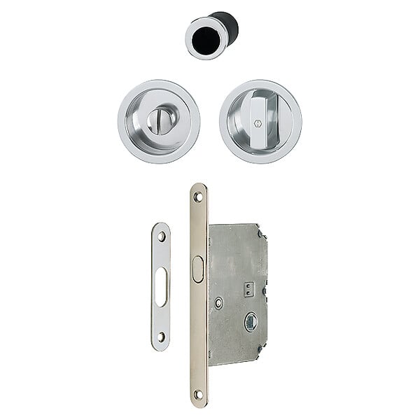 HOPPE - Set 1 aluminium pour porte coulissante 4920 F249 ronde aspect chromé brillant, aveugle sans gâche, cuvette + doigt - HOPPE - 3948041 - large