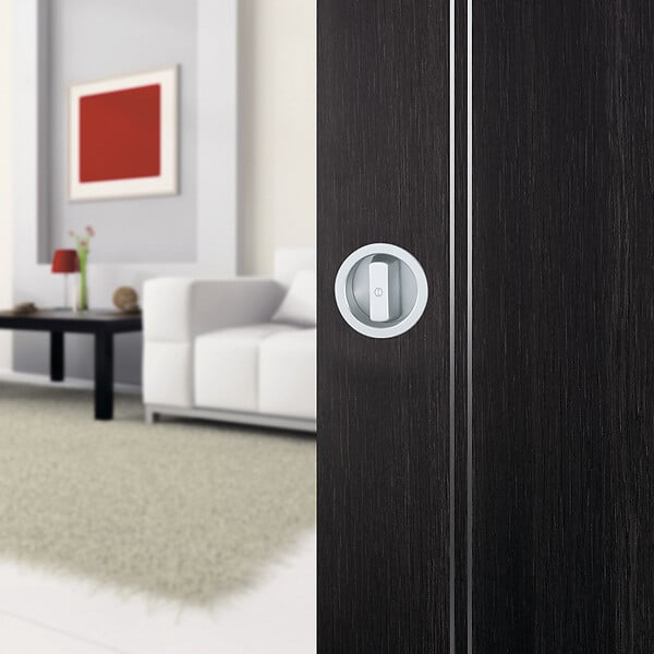HOPPE - Set 1 aluminium pour porte coulissante 4920 F249 ronde aspect chromé brillant, aveugle sans gâche, cuvette + doigt - HOPPE - 3948041 - large