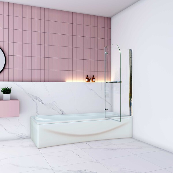 AICA SANITAIRE - Pare baignoire en deux volets -120x140cm-verre en 5mm - large