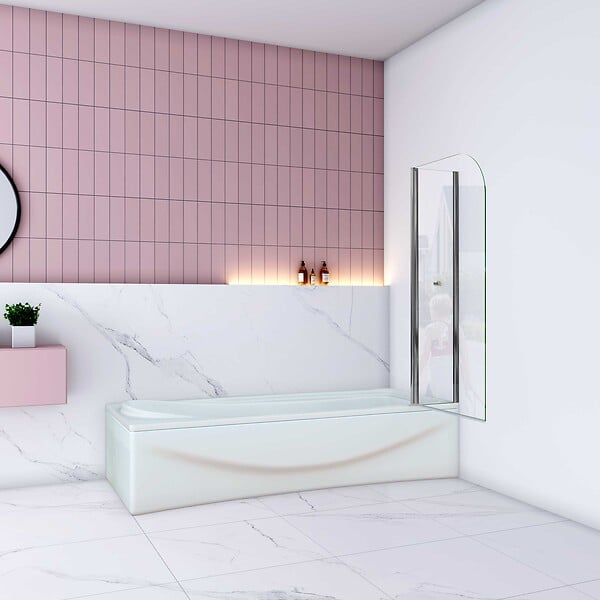AICA SANITAIRE - Pare baignoire anticalcaire en deux face ecran de baignoire en transparent -100x140cm -verre en 5mm - large