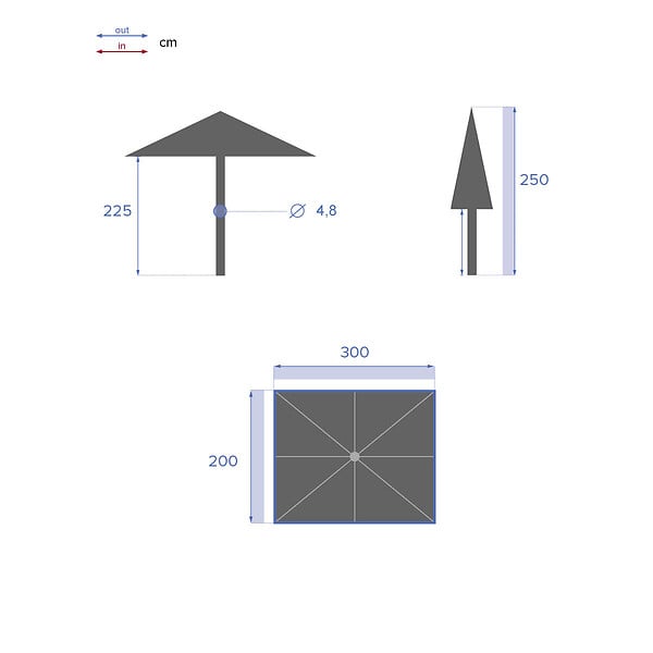 HESPERIDE - Parasol droit rectangulaire Loompa Ardoise - 3 x 2 m - Hespéride - large