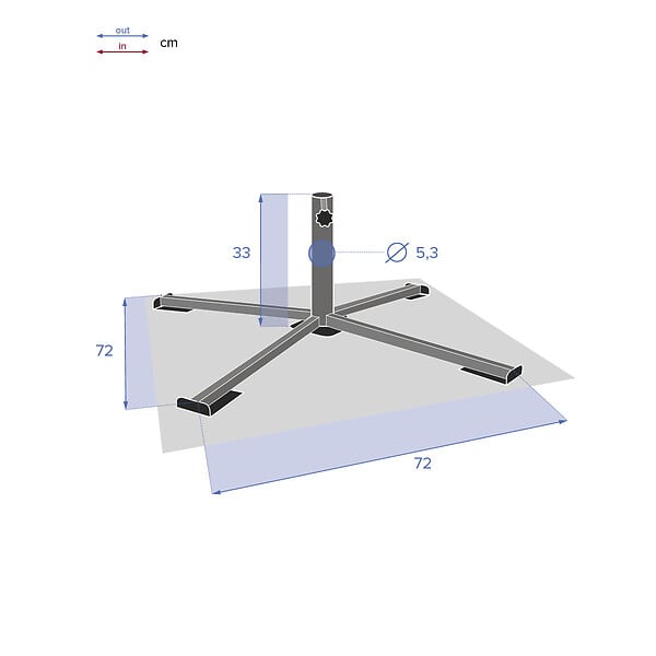 HESPERIDE - Pied de parasol pliant 102 x 102 x 33 cm - Hespéride - large