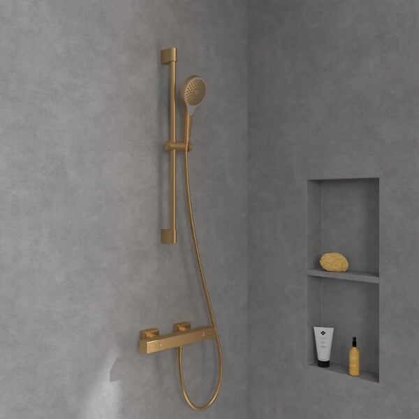 VILLEROY ET BOCH - Mitigeur douche thermostatique  Universal rectangle Or brossé - large
