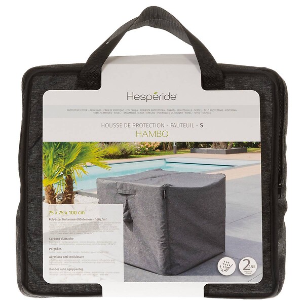 HESPERIDE - Housse pour fauteuil de jardin Hambo S gris - 100 x 75 x 75 cm - Hespéride - large