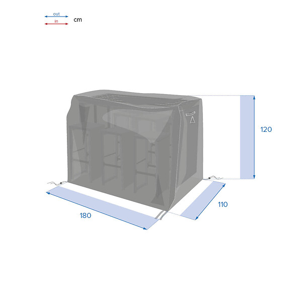 HESPERIDE - Housse Hambo pour table haute extérieure gris - 180 x 120 x 120 cm - Hespéride - large
