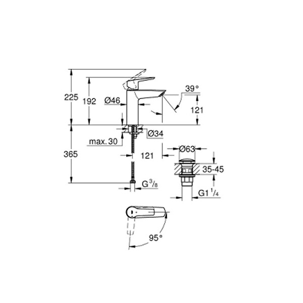 GROHE - Mitigeur lavabo monocommande START FastFixation GROHE 23746002 bec droit - taille M - chrome - large