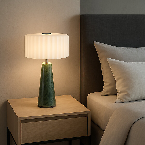 LUMISKY - Lampe de table sans fil en marbre BLOK Vert H30cm - large