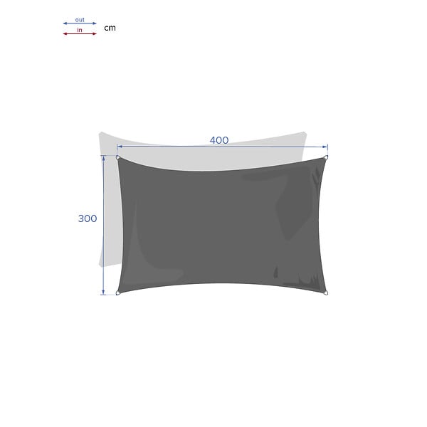 HESPERIDE - Voile d'ombrage rectangulaire 3 x 4 m - Curacao - Gris - Hespéride - large