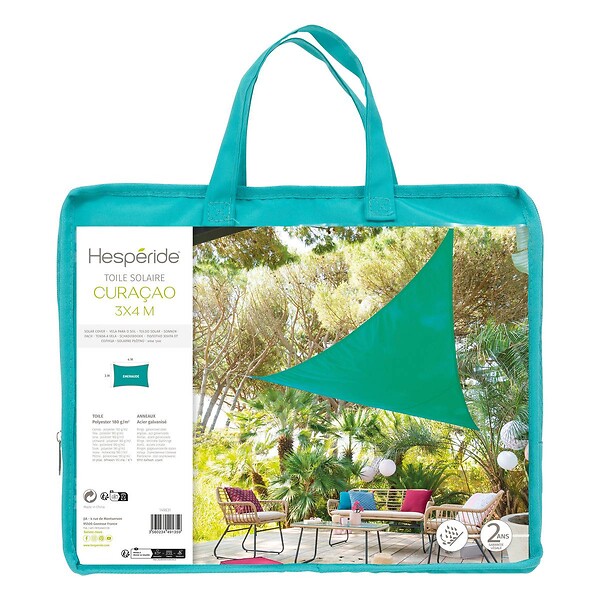 HESPERIDE - Voile d'ombrage rectangulaire 3 x 4 m Curacao - Emeraude - Hespéride - large