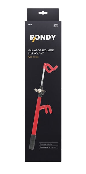 RONDY - Canne de sécurité sur volant - Acier - Antivol auto - large