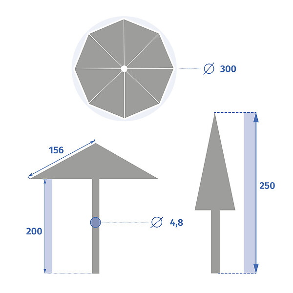 HESPERIDE - Parasol droit rond inclinable "Loompa" argile & blé 3m en aluminium et polyester - large