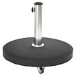HESPERIDE - Pied de parasol rond à roulettes noir 25kg en béton et inox - vignette
