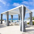 HESPERIDE - Kit de rideaux, moustiquaires et de rails pour tonnelle bioclimatique "Evora" 6 x 3,6m Gris clair - vignette