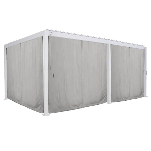 HESPERIDE - Kit de rideaux, moustiquaires et de rails pour tonnelle bioclimatique "Evora" 6 x 3,6m Gris clair - large