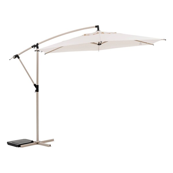 HESPERIDE - Parasol déporté rond "Manoa" argile & blé 3m en aluminium acier et polyester - large