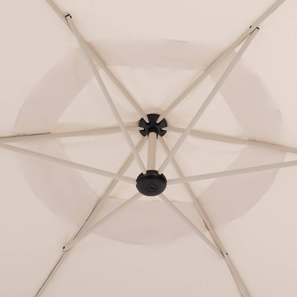 HESPERIDE - Parasol déporté rond "Manoa" argile & blé 3m en aluminium acier et polyester - large