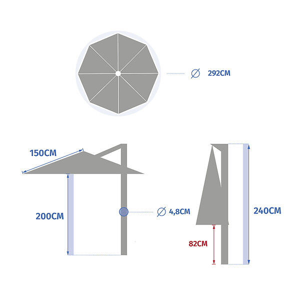 HESPERIDE - Parasol déporté rond "Manoa" argile & blé 3m en aluminium acier et polyester - large