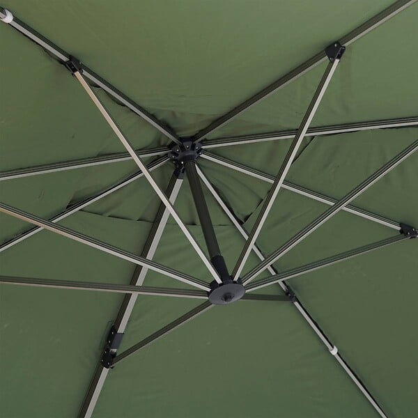 HESPERIDE - Parasol déporté rectangulaire ÉQUADOR vert olive 4 x 3m en aluminium et polyester - large