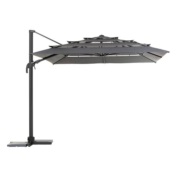 HESPERIDE - Parasol déporté rectangulaire multi-toile "Melhia" anthracite 4x3m - large