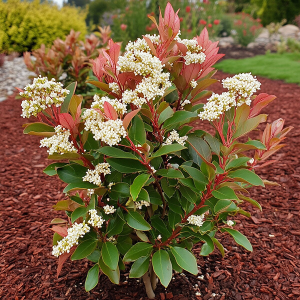 PLANT IN A BOX - Feuille de noyer - Set de 2 - Photinia fraseri 'Red Robin' - H30-40cm - ⌀17cm - large