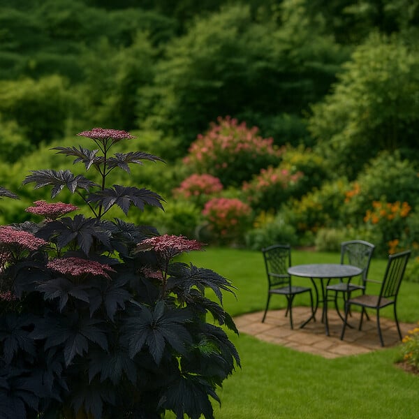 PLANT IN A BOX - Sureau noir - Set de 2 - Sambucus nigra 'Black Lace' - Hauteur 25-40cm - ⌀17cm - large