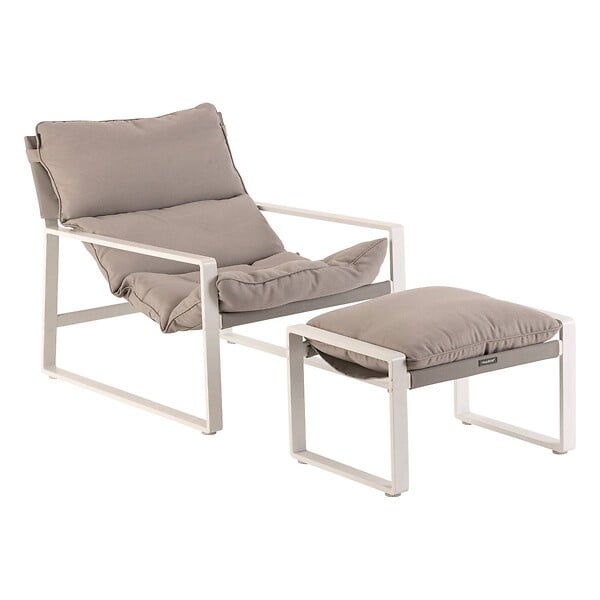 HESPERIDE - Fauteuil relax de jardin "Lambinio" blanc en aluminium en acier traité en epoxy - large