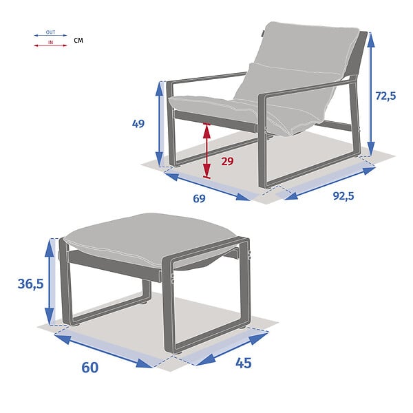 HESPERIDE - Fauteuil relax de jardin "Lambinio" blanc en aluminium en acier traité en epoxy - large